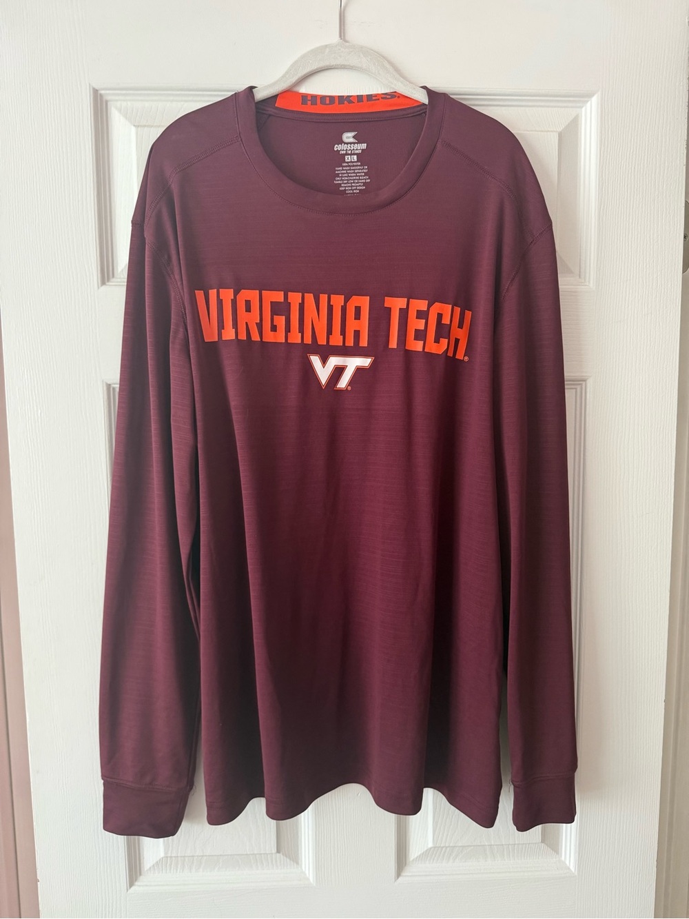 Virginia Tech Maroon Long-Sleeve Tee with VT Logo
